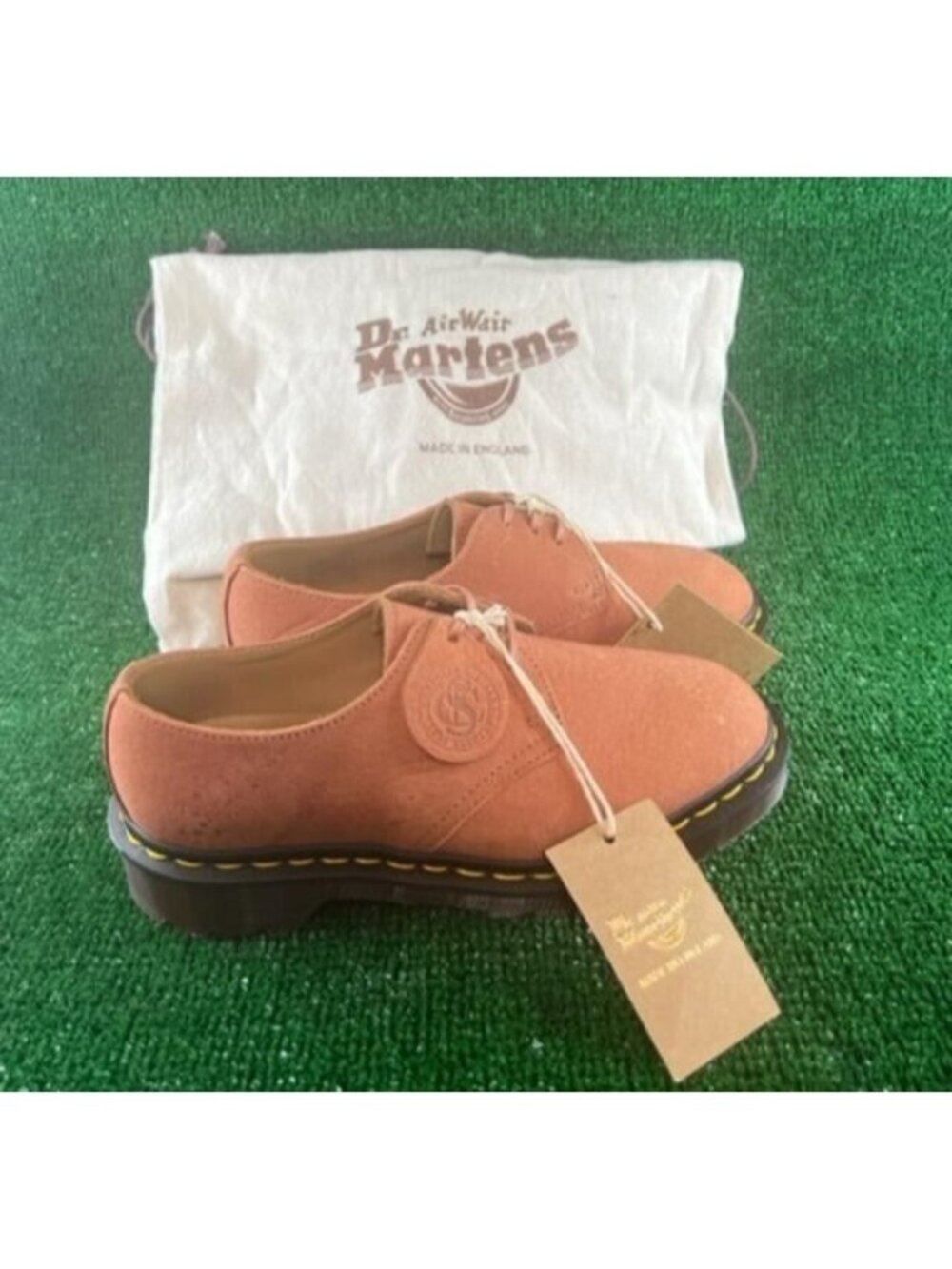 Men Dr Martens 1461 Made In England C.F Stead Suede Shoes Chestnut Brown Size 4